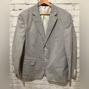 Haspel Mens Black & White Pinstripe Cotton Blend Blazer Jacket Coat- Size M/L
